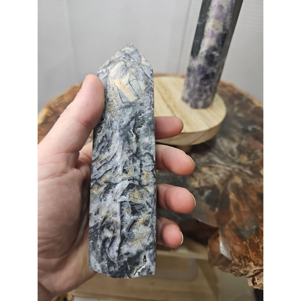 2Pcs Natural Purple Fluorite Quartz Crystal Point Tower Polished by CrystalCloud Company