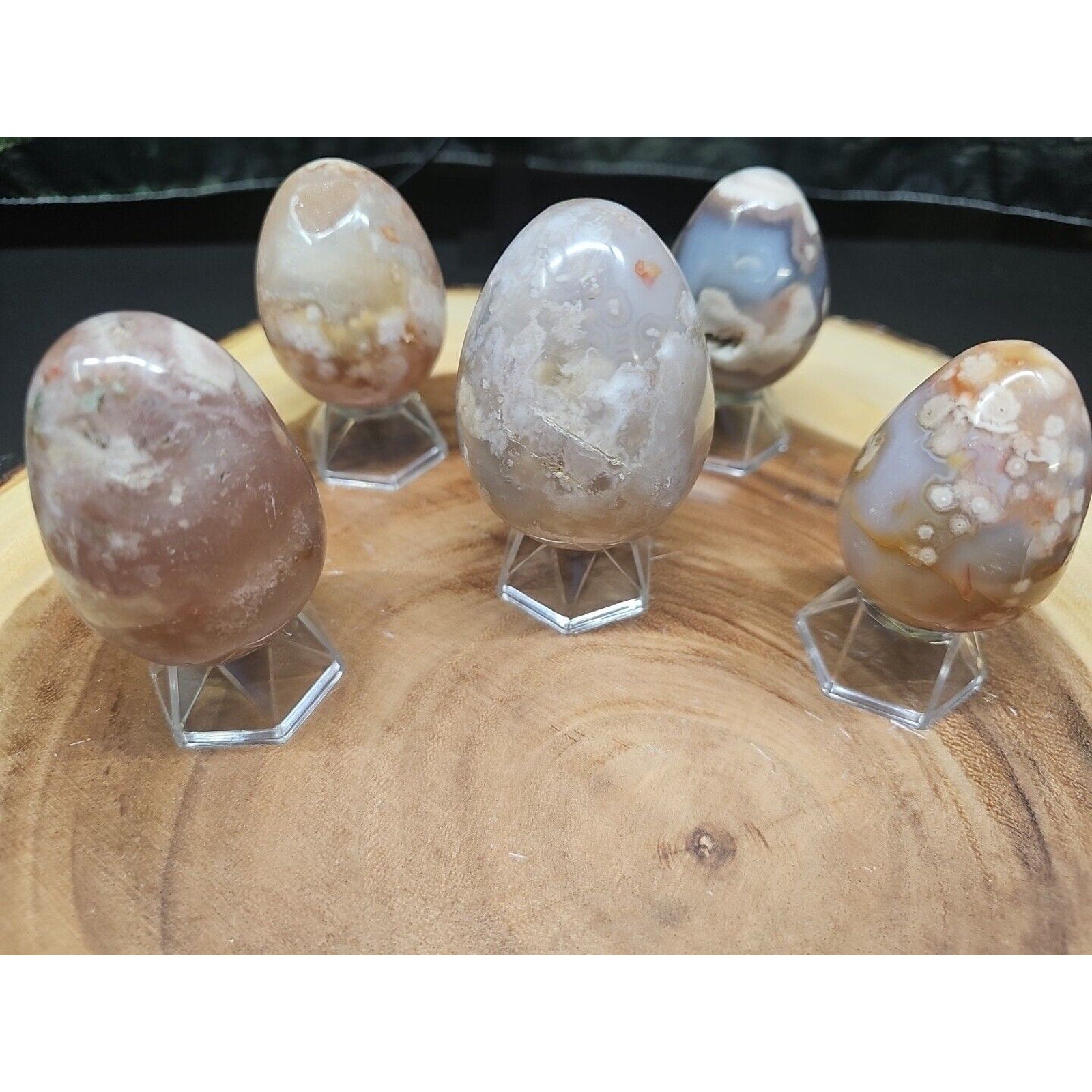1lb 2pcs Natural Phantom Flower Carnelian Agate Crystal Geode Egg Carved Healing by CrystalCloud Company