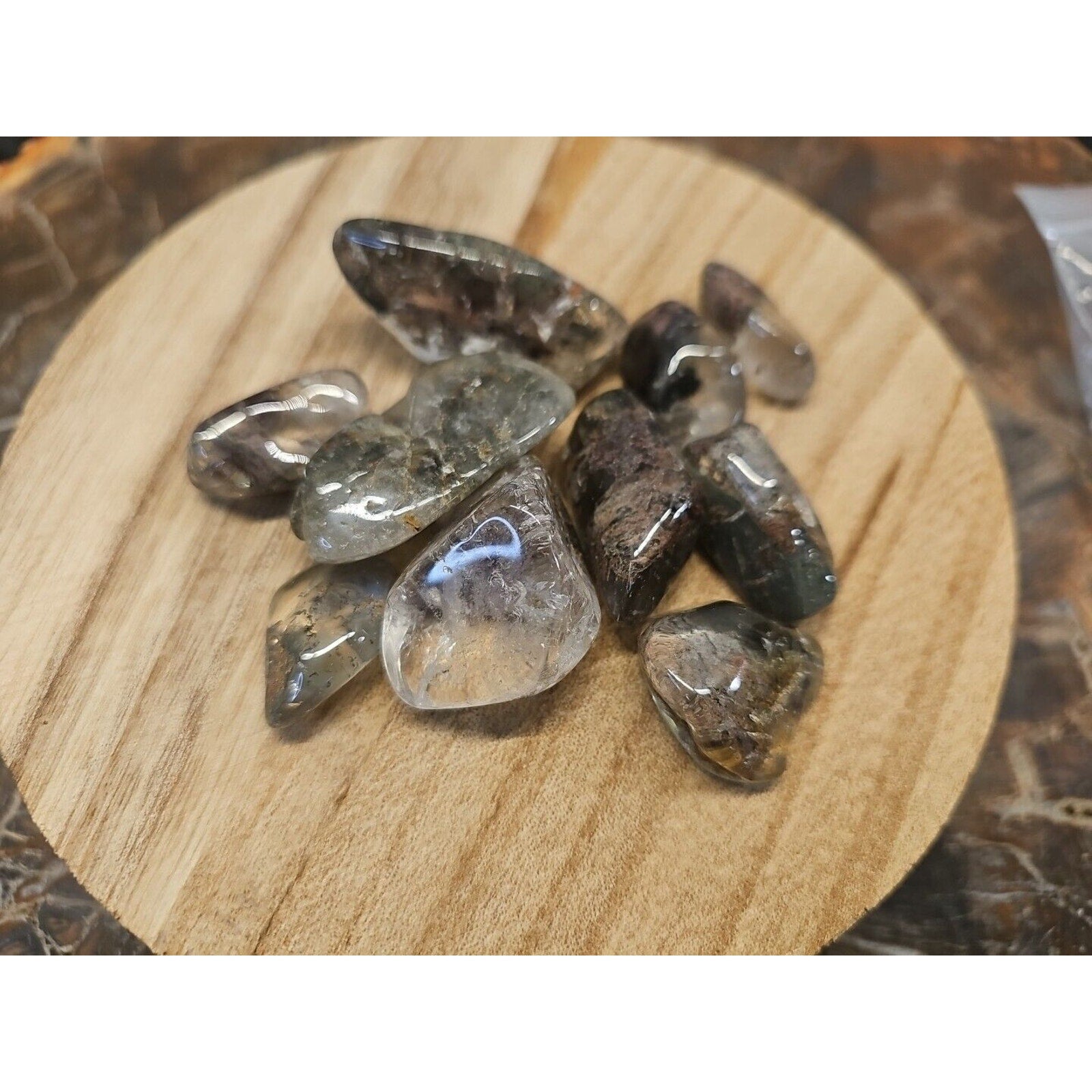 Phantom Ghost Clear Quartz Tumbled Stones — 10-Piece Set, Brazil | CrystalCloud Company by CrystalCloud Company