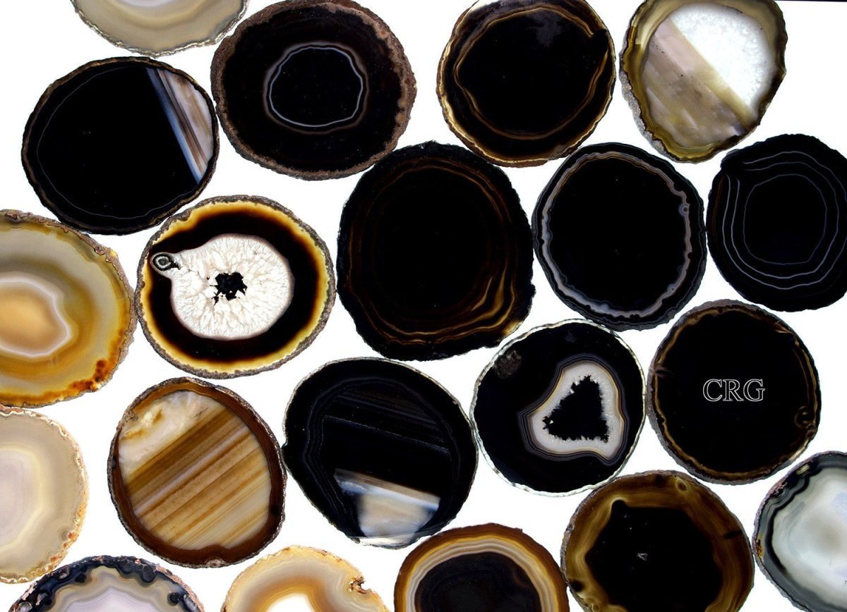 Black Agate Slice (Size #6) (5.5 to 6 inches) Grade A Brazilian Agate Geode Slice Wholesale Crystals by Crystal River Gems