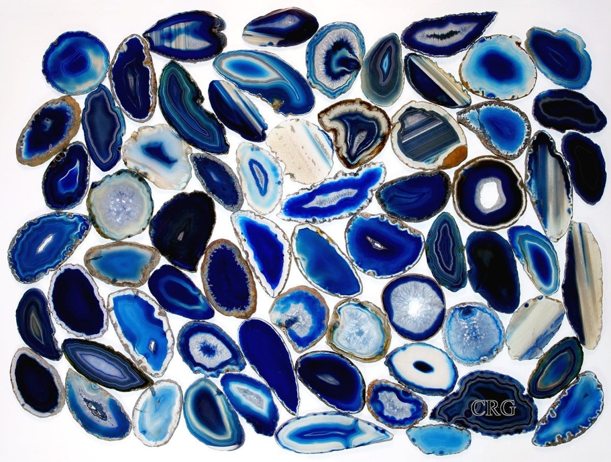 Blue Agate Slice (Size #0) (2 to 3 inches) Grade A Brazilian Agate Geode Slice by Crystal River Gems