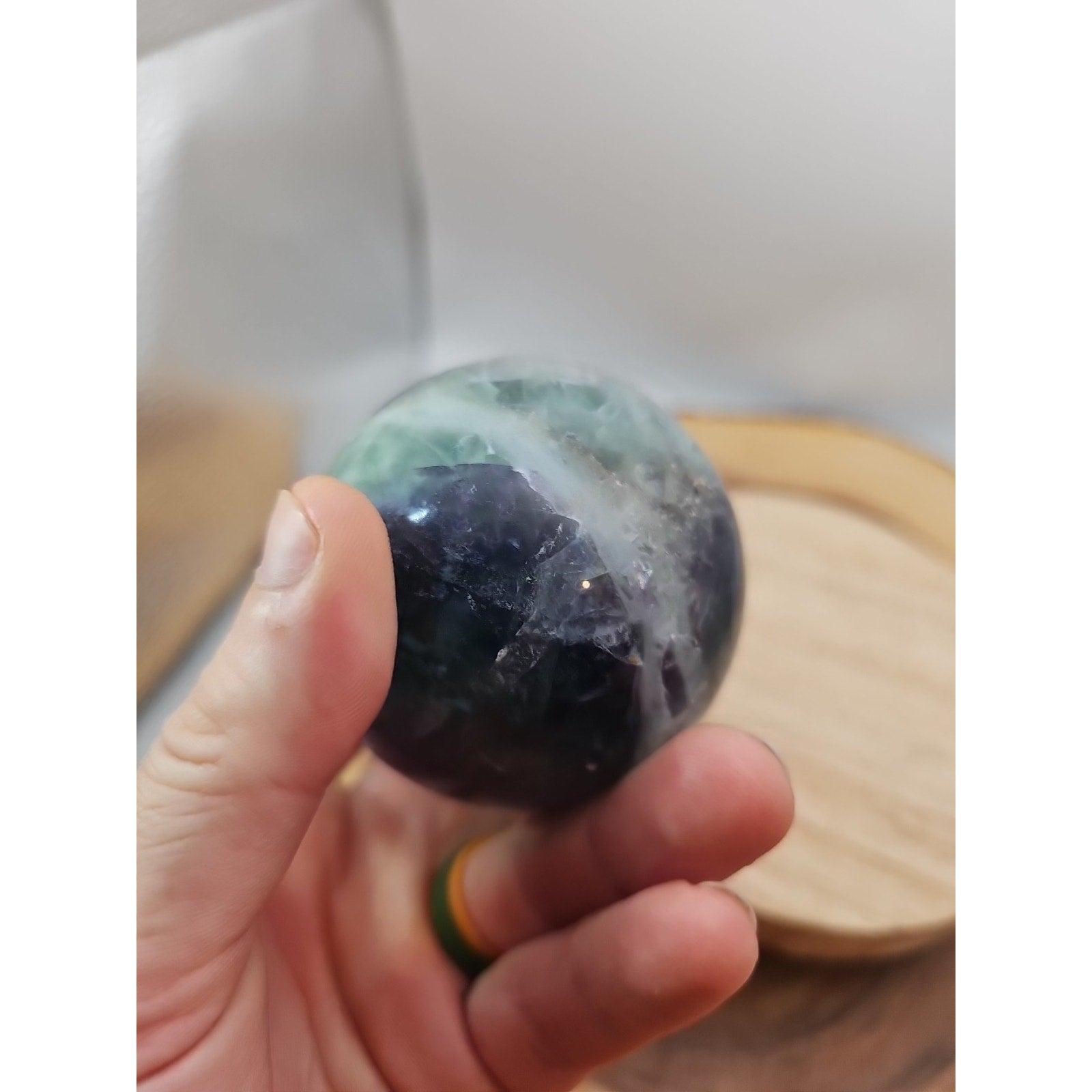 1.10lb Natural Rainbow Fluorite Quartz Crystal Sphere Ball Polished by CrystalCloud Company