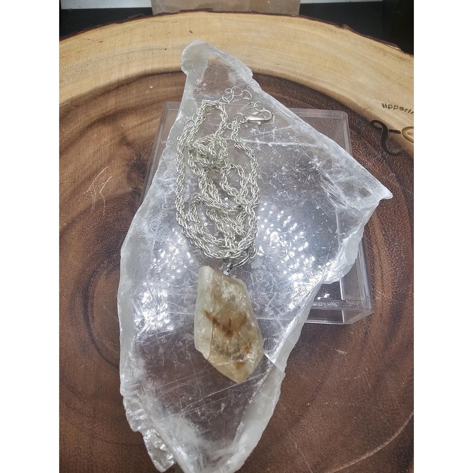 Raw Citrine pendant necklace Copper Wire by CrystalCloud Company