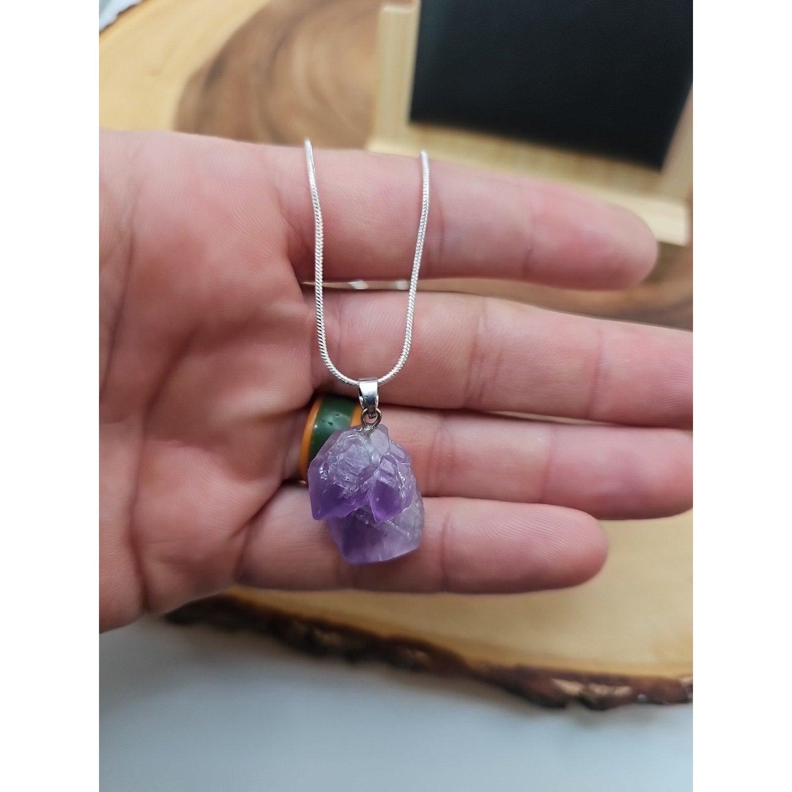 Amethyst necklace sterling silver 925 Chain by CrystalCloud Company
