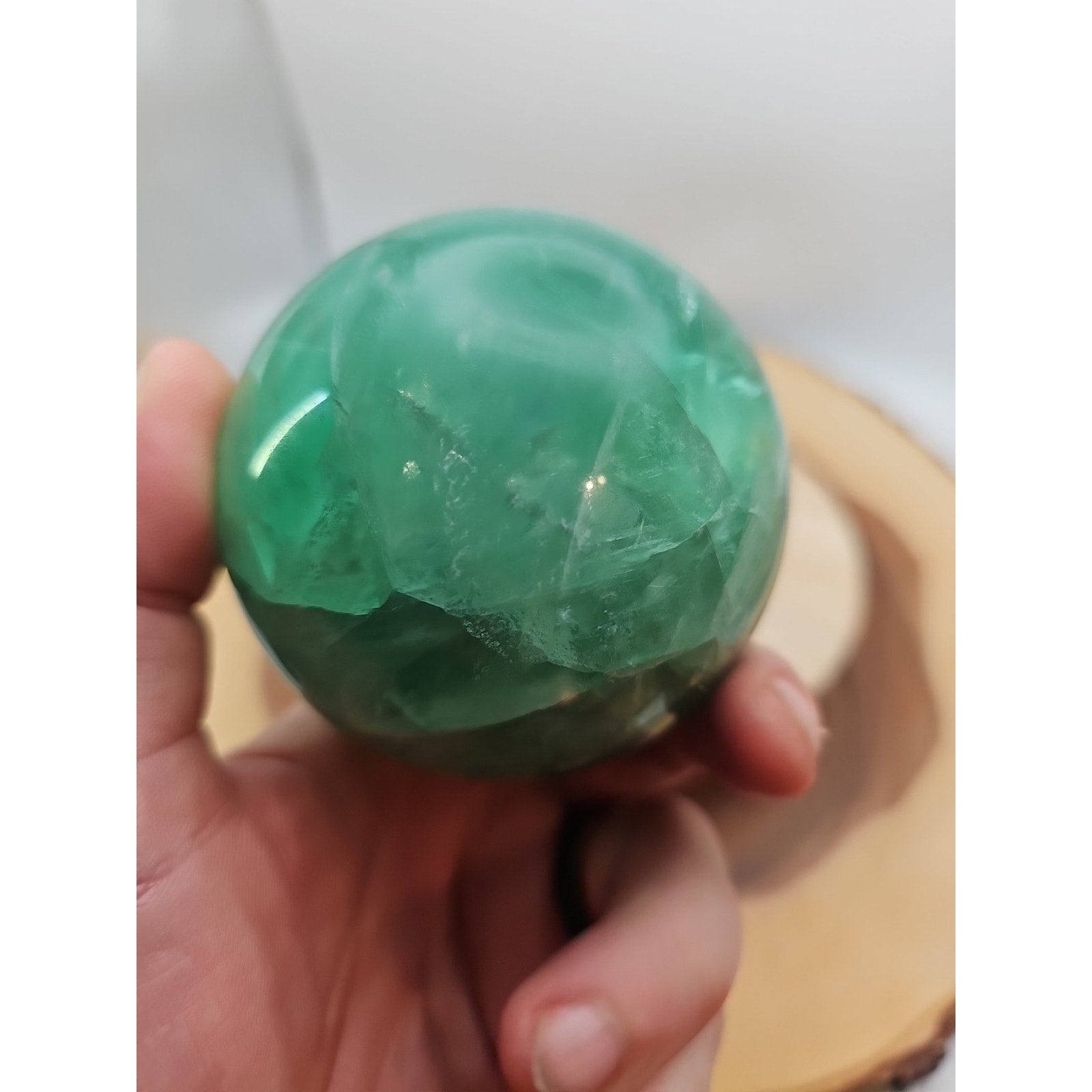 1.59lb Natural Rainbow Fluorite Quartz Crystal Sphere Ball Polished by CrystalCloud Company