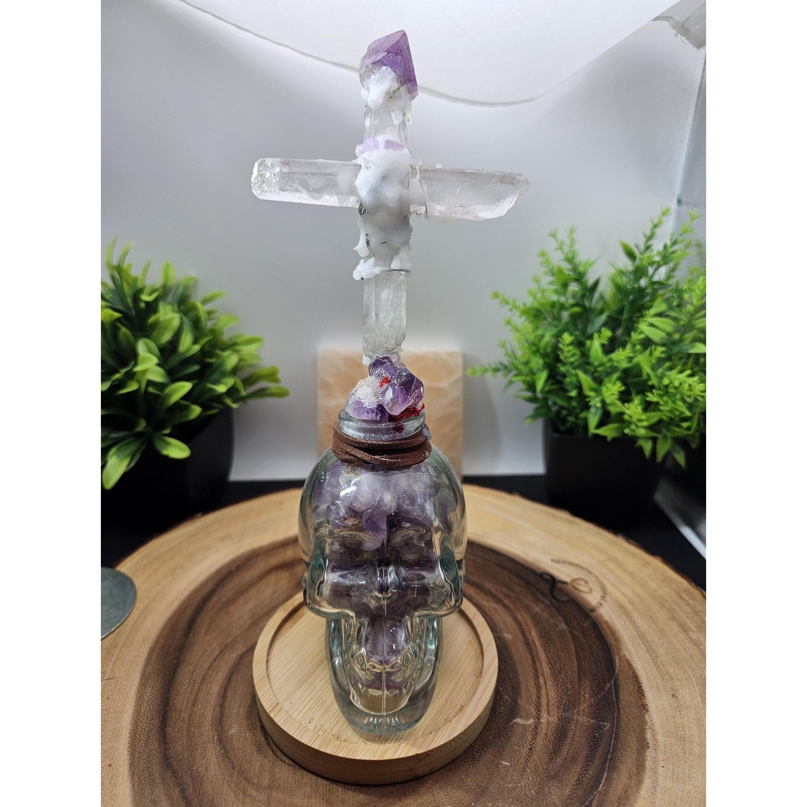 Skull & quartz cross by CrystalCloud Company
