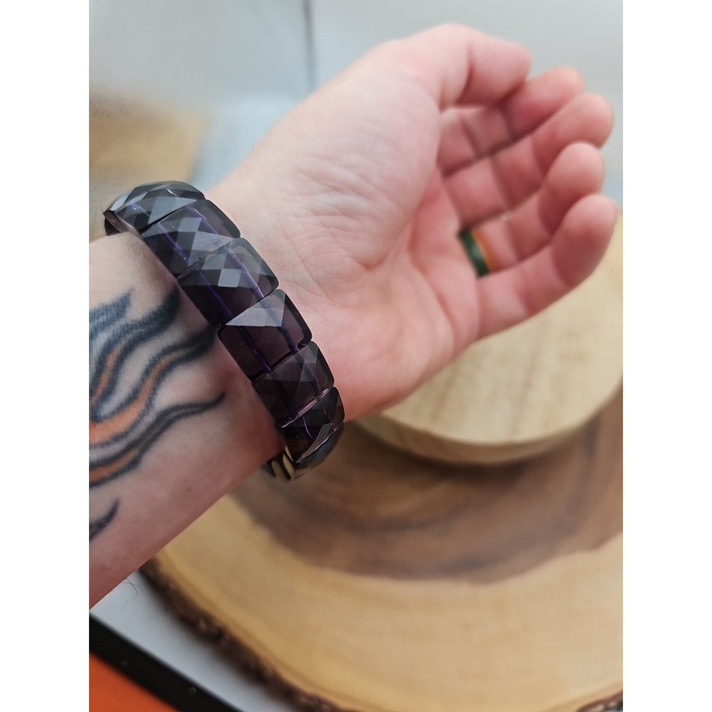 35.4g Natural Dream Purple Amethyst And Agate Crystal Bangle Bracelet Handmade by CrystalCloud Company