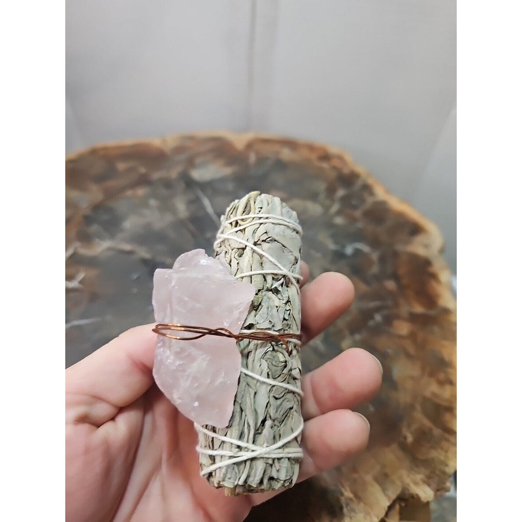 Sage & Rose Quartz Healing Crystal Bundle — Smudge Gift Set | CrystalCloud Company by CrystalCloud Company