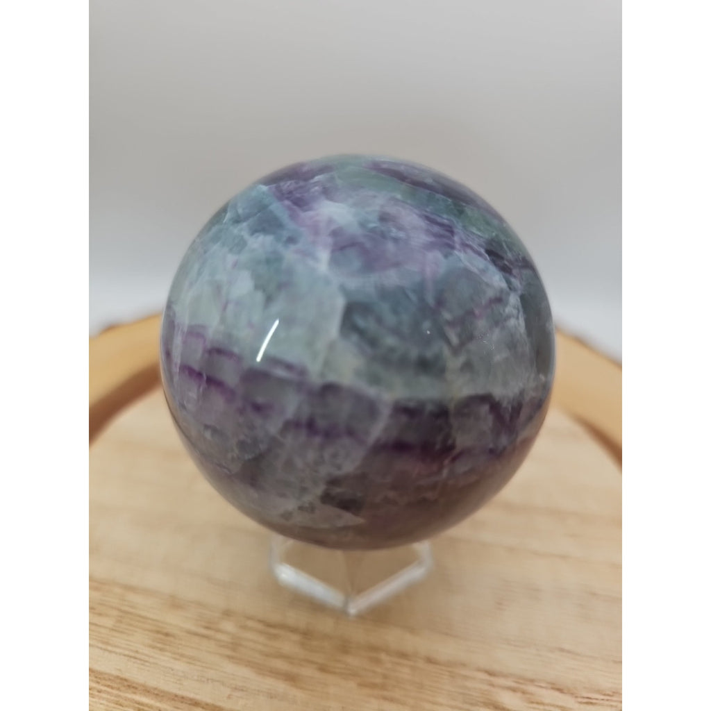 1.09lb Natural Rainbow Fluorite Quartz Crystal Sphere Ball Polished by CrystalCloud Company