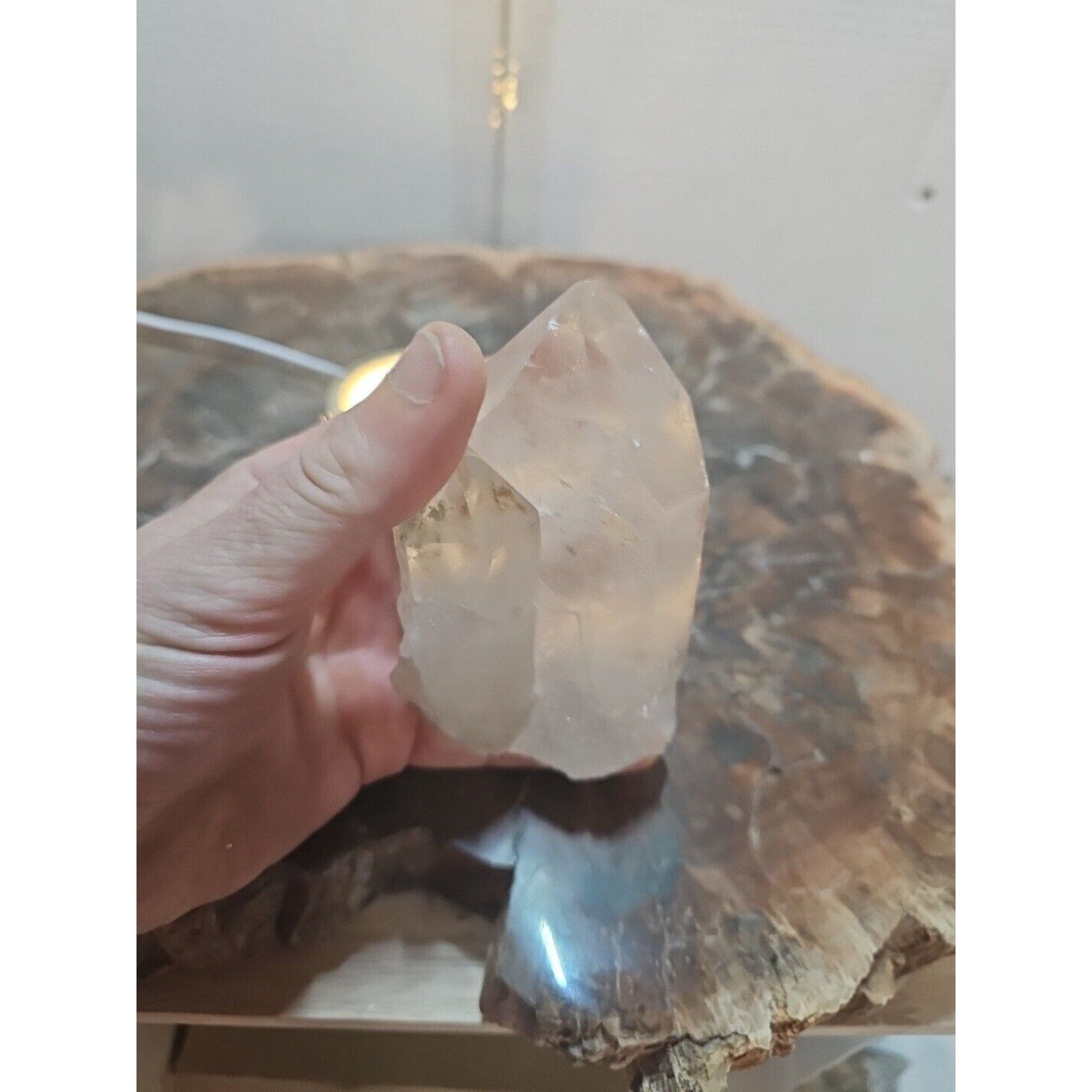 White Quartz Crystal Cluster with LED Light Base — 429g | CrystalCloud Company by CrystalCloud Company