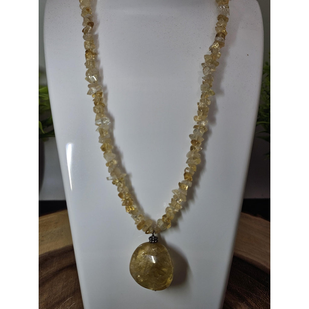 Vintage Citrine Sterling Silver Pendant Necklace - Radiant Golden Specimen | CrystalCloud Company by CrystalCloud Company