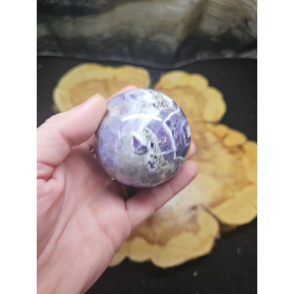 Amethyst Sphere 65mm W/Glass Stand 1lb by CrystalCloud Company