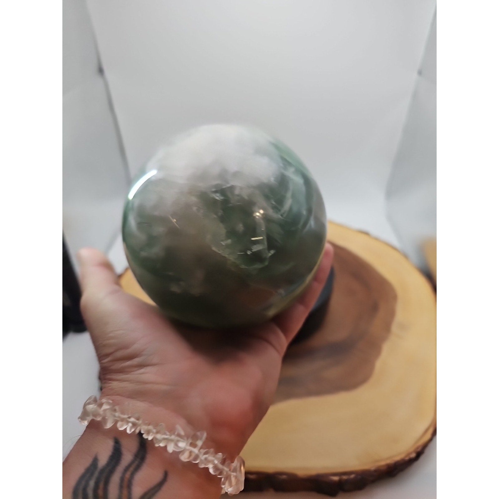 Large Natural Green Fluorite Quartz Crystal Sphere — 5.43 lbs, Madagascar | CrystalCloud Company by CrystalCloud Company