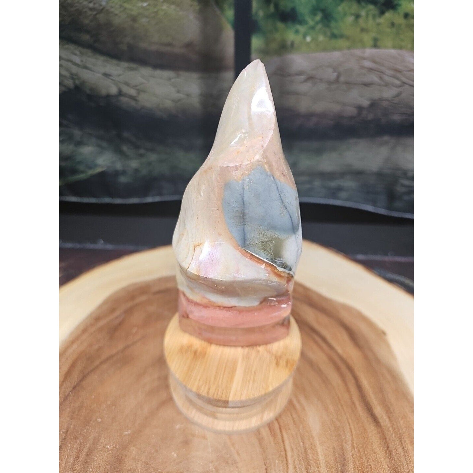1.20LB 1Pcs Natural Polychrome Ocean Jasper Crystal Flame Point Carved Healing by CrystalCloud Company