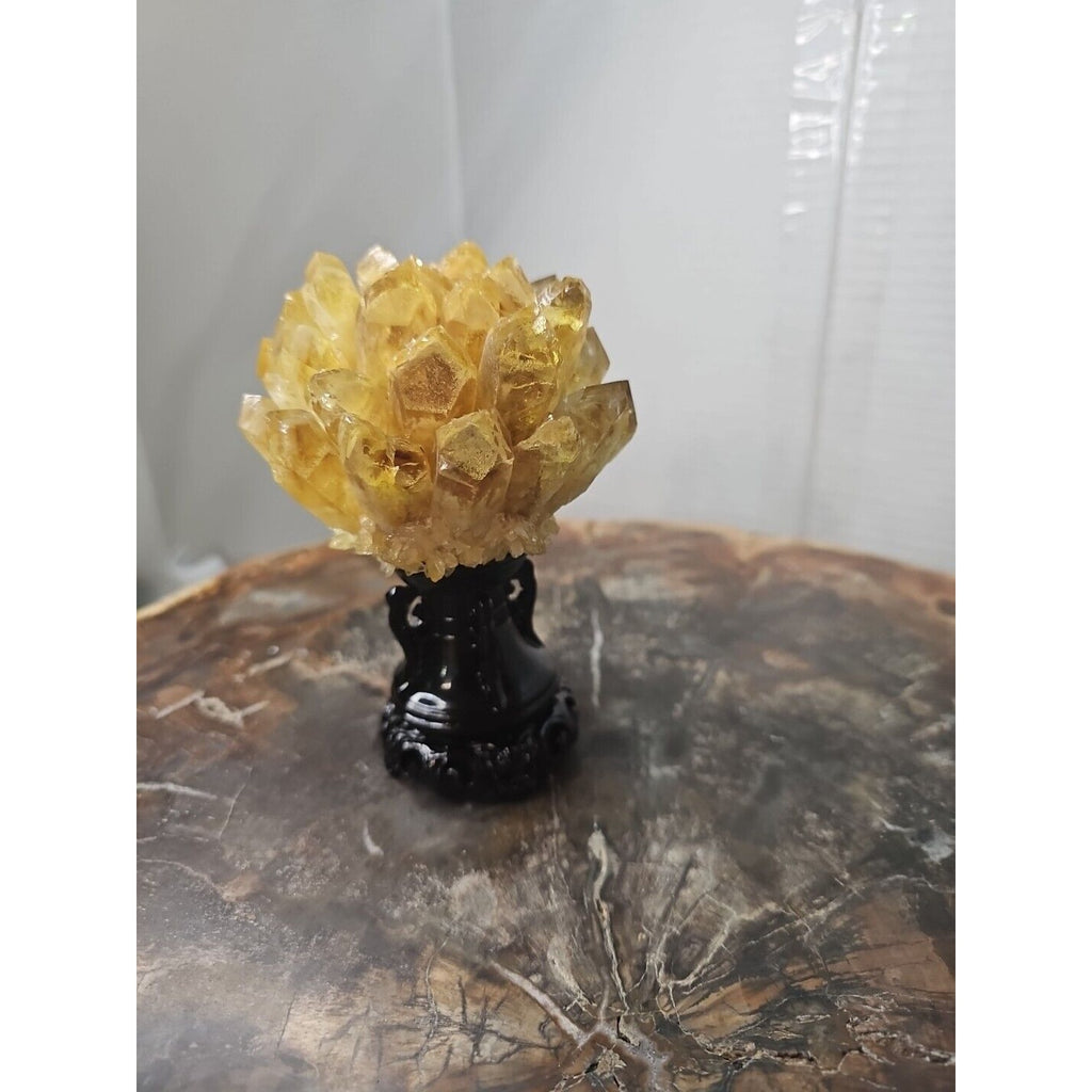 1.12LB Yellow Phantom Quartz Crystal Cluster Mineral Specimen W/Stand by CrystalCloud Company