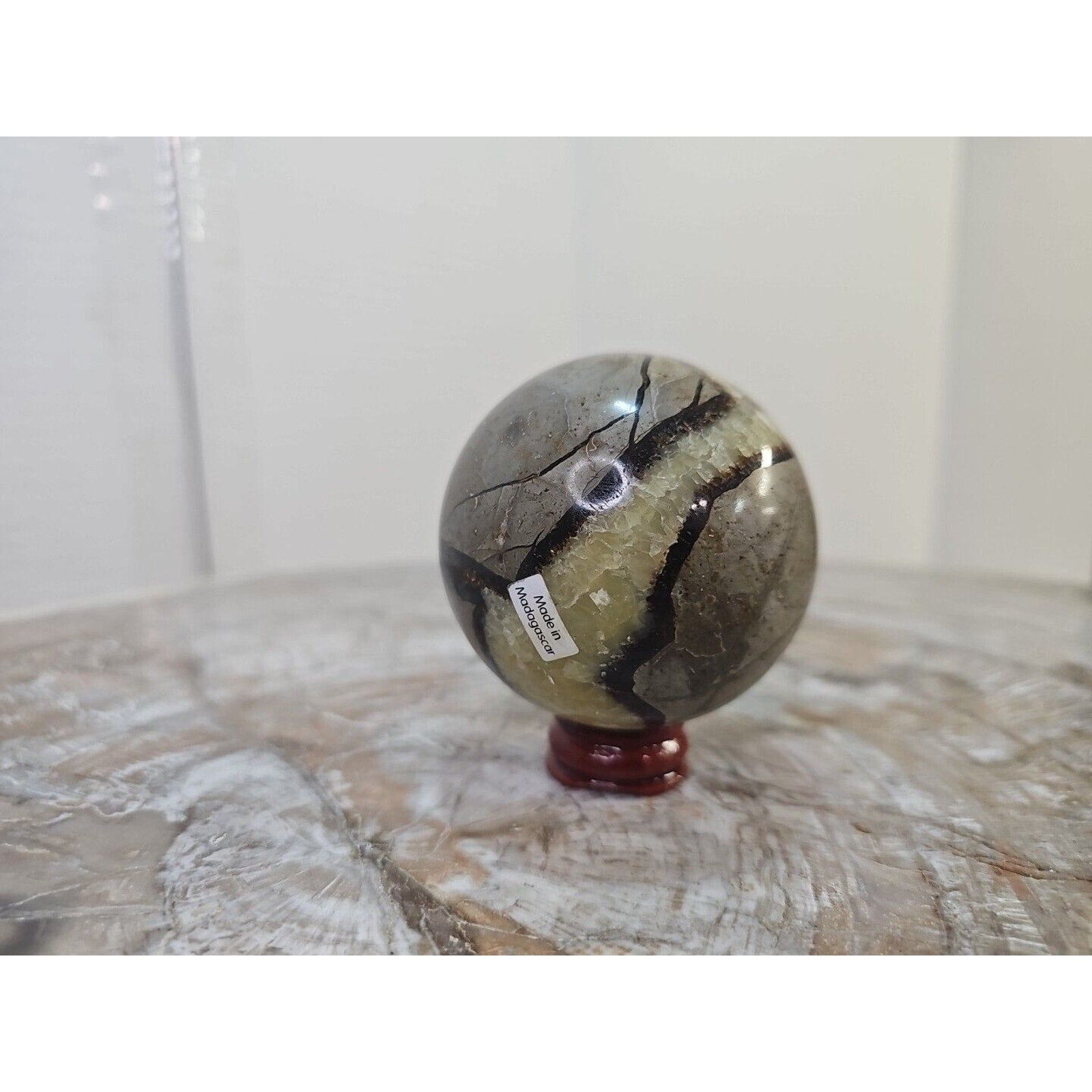Natural Septarian Dragon Stone Crystal Sphere — 350g with Display Stand | CrystalCloud Company by CrystalCloud Company