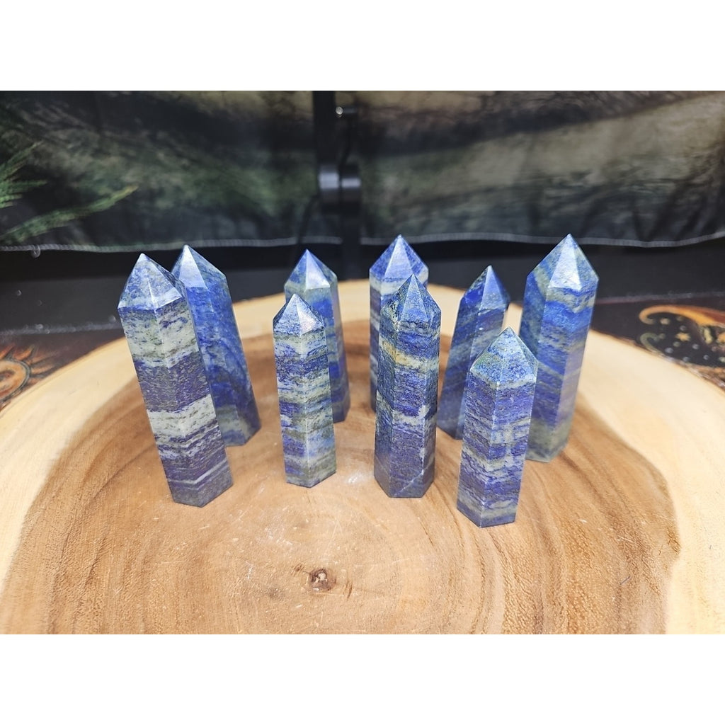 Blue Lapis Lazuli & Pyrite Crystal Tower — Rare Generator Point from Brazil | CrystalCloud Company by CrystalCloud Company