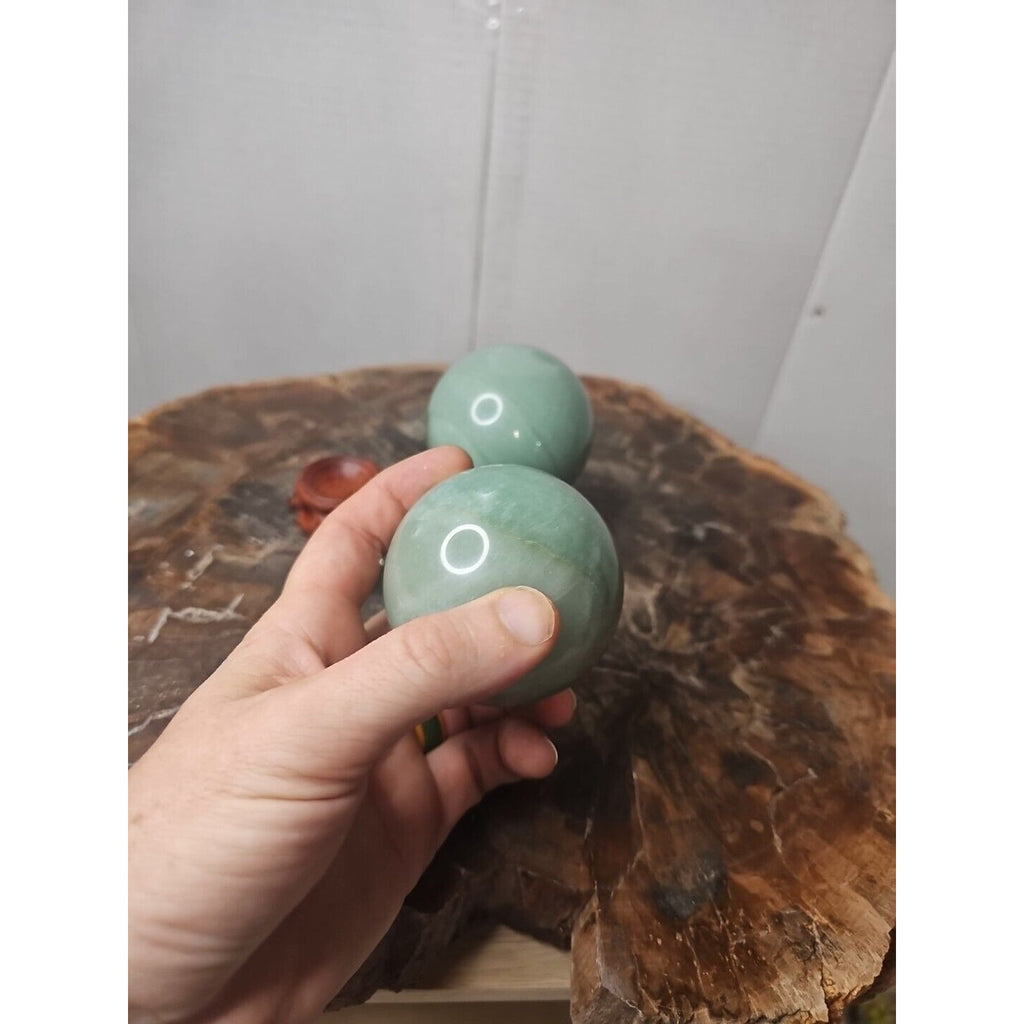 1.88LB 2Pcs A Set Of Natural Jade Crystal Jasper Sphere Ball Polished W/Stands by CrystalCloud Company