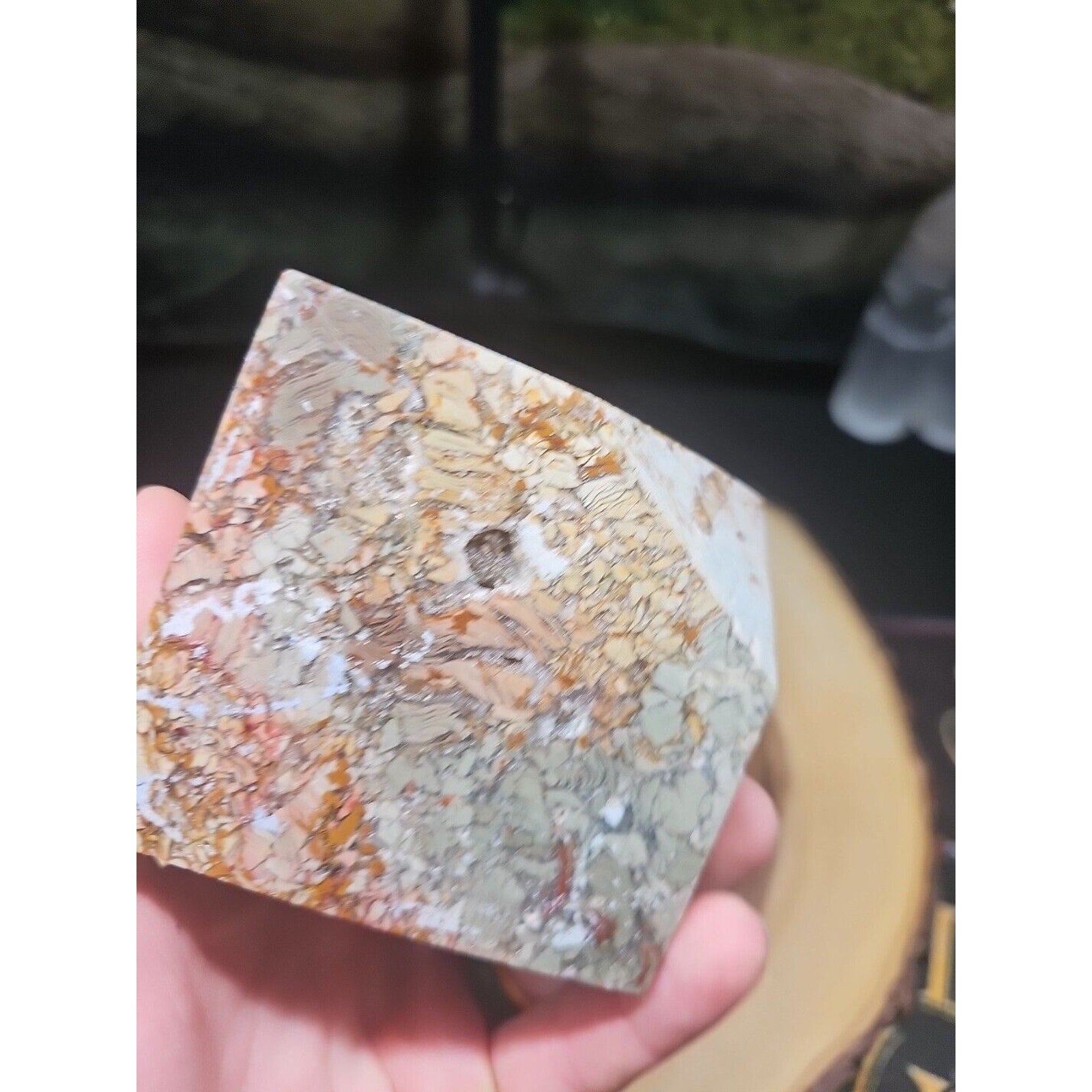 2.83LB 1Pcs Natural Ocean Jasper Onyx Quartz Crystal Geode Square Heptahedron by CrystalCloud Company