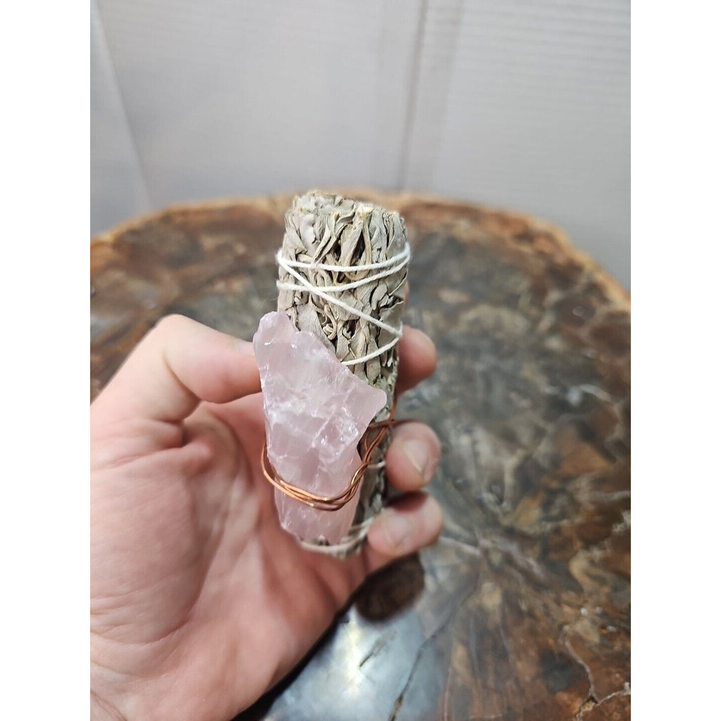 Sage & Rose Quartz Healing Crystal Bundle — Smudge Gift Set | CrystalCloud Company by CrystalCloud Company
