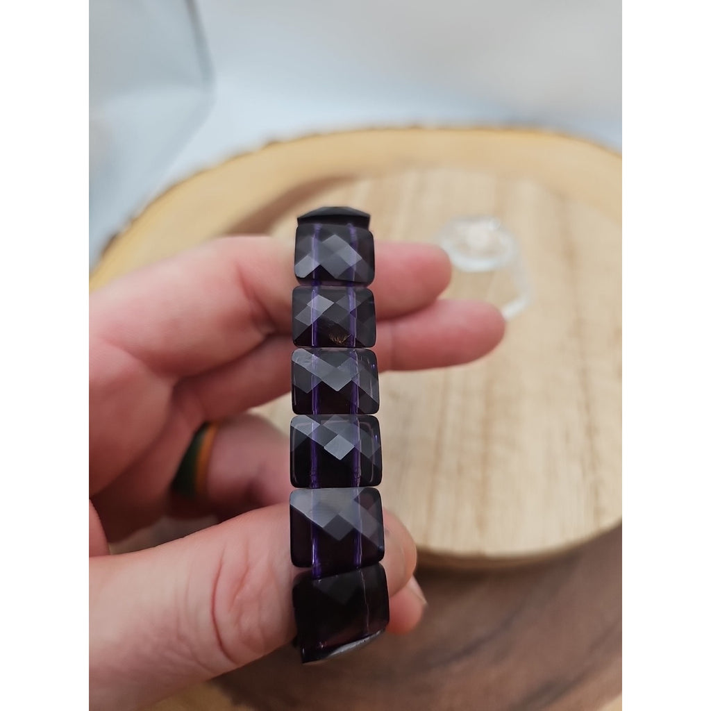 35.4g Natural Dream Purple Amethyst And Agate Crystal Bangle Bracelet Handmade by CrystalCloud Company