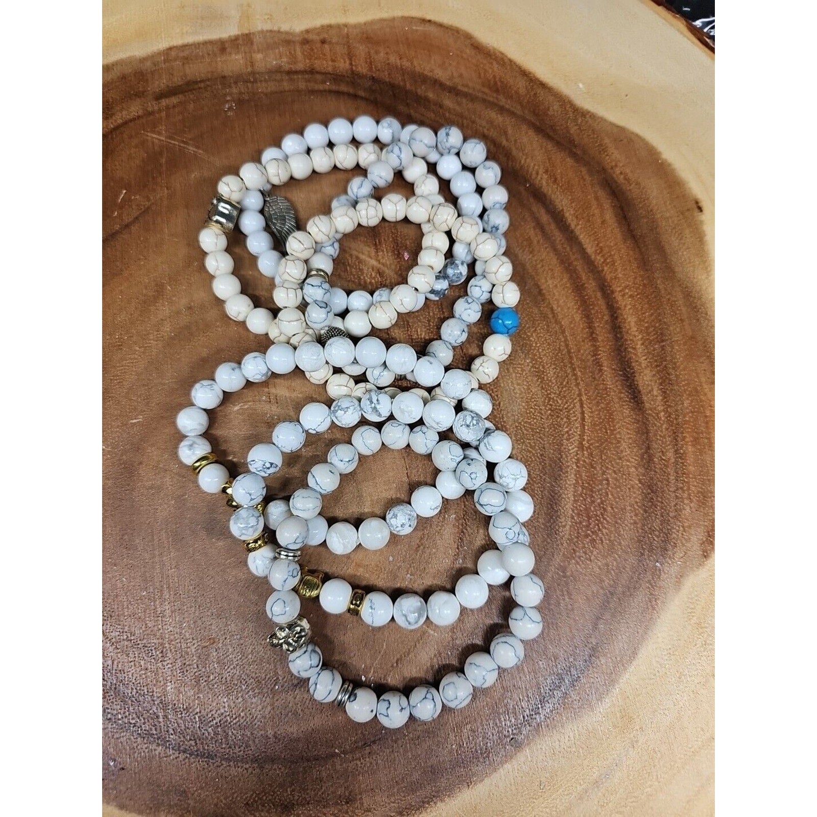 Natural Howlite Stone Bracelets 7pc Set by CrystalCloud Company