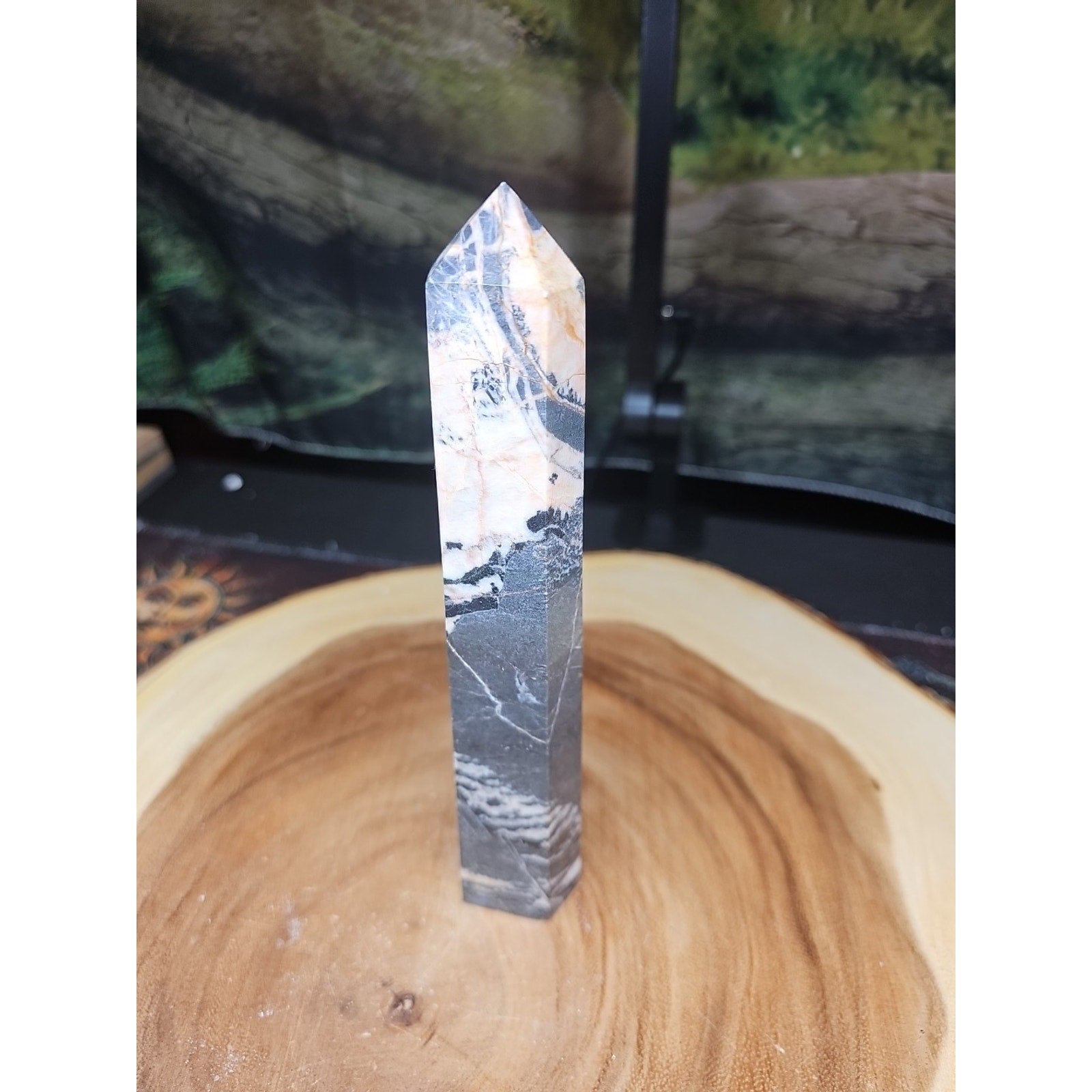 Zebra Stone Tower 390g 7.3/4 In Tall by CrystalCloud Company