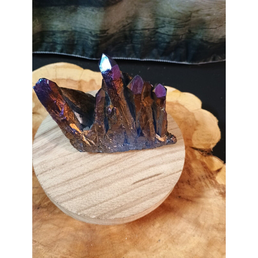 Rainbow Aqua Aura Quartz Crystal Cluster — 1.2 lbs, Titanium Coated | CrystalCloud Company by CrystalCloud Company