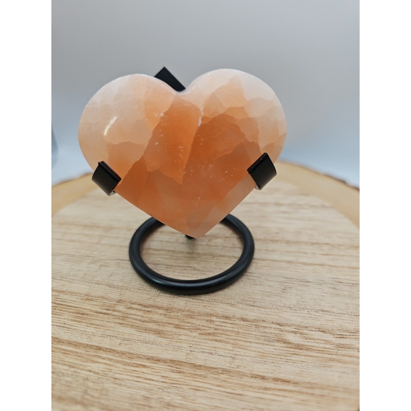 Peach Selenite Palm Stone W/stand 1each by CrystalCloud Company