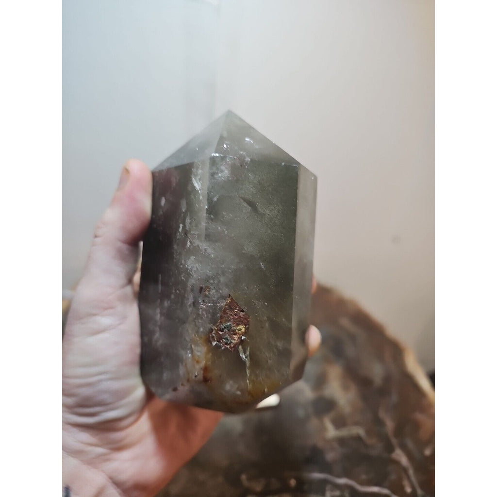 1.73LB Natural Green Ghost Phantom Quartz Crystal Obelisk Wand Point Healing. by CrystalCloud Company
