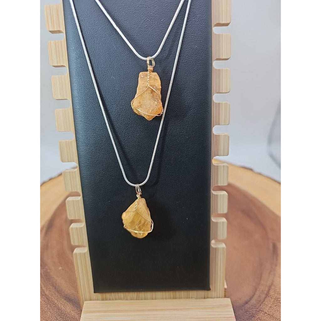 1 Citrine pendant necklace Copper Wire 16in Sterling Silver 925 Chain by CrystalCloud Company