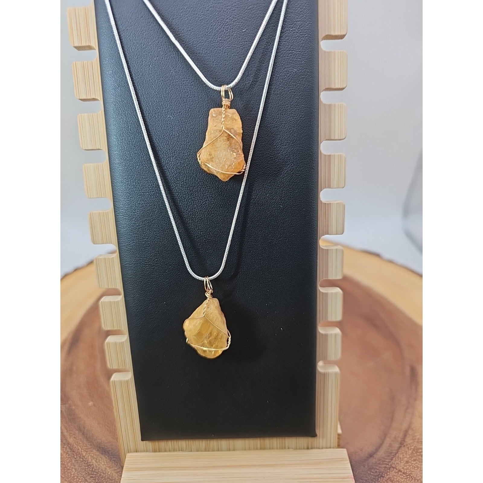 1 Citrine pendant necklace Copper Wire 16in Sterling Silver 925 Chain by CrystalCloud Company
