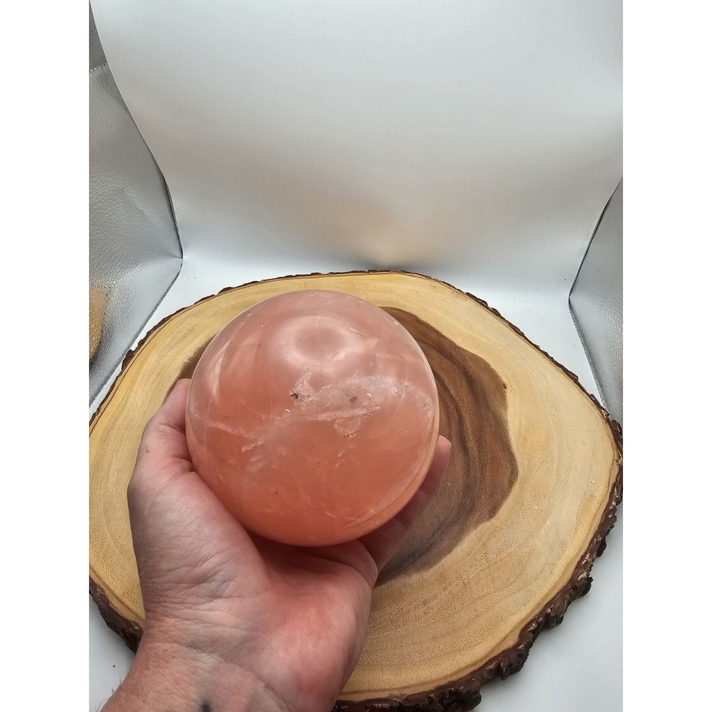 3.85lb Natural Pink Rose Quartz Crystal Sphere 98-107mm W/stand by CrystalCloud Company