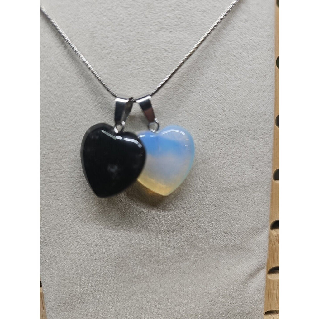 Pendant Necklace 16in Silver Chain Agate Heart by CrystalCloud Company