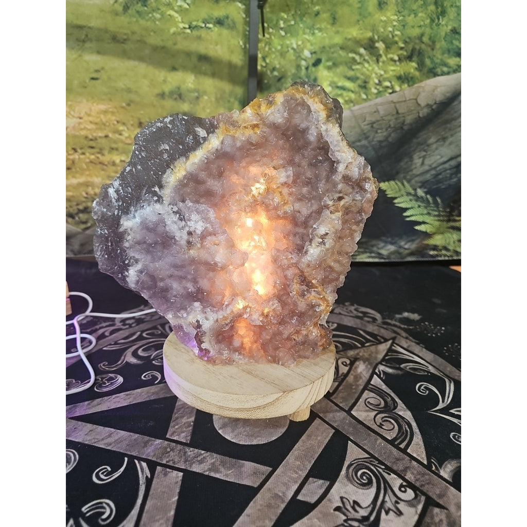 11.9LB Natural fluorite quartz crystal Cluster specimen W/led Back Light Stand by CrystalCloud Company