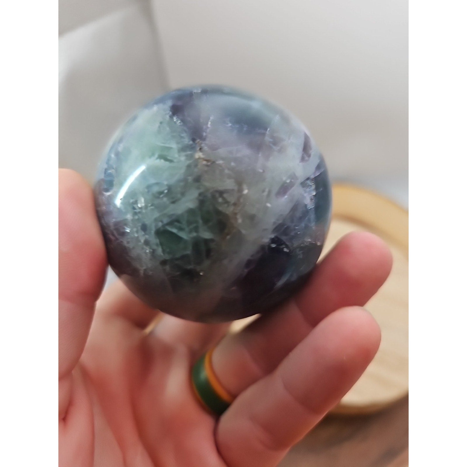 1.10lb Natural Rainbow Fluorite Quartz Crystal Sphere Ball Polished by CrystalCloud Company