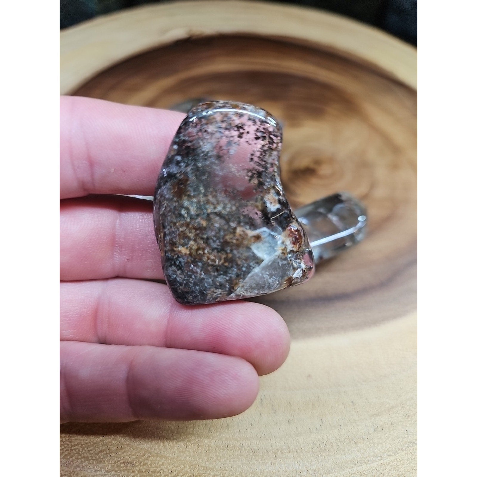 1Pcs XL Natural Phantom Ghost Clear Quartz Crystal Stone Tumble Brazil by CrystalCloud Company