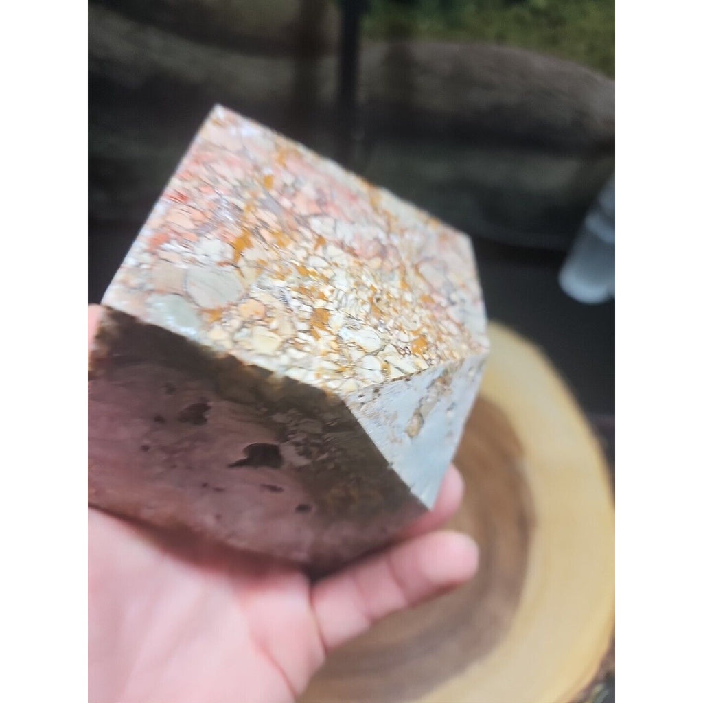 2.83LB 1Pcs Natural Ocean Jasper Onyx Quartz Crystal Geode Square Heptahedron by CrystalCloud Company