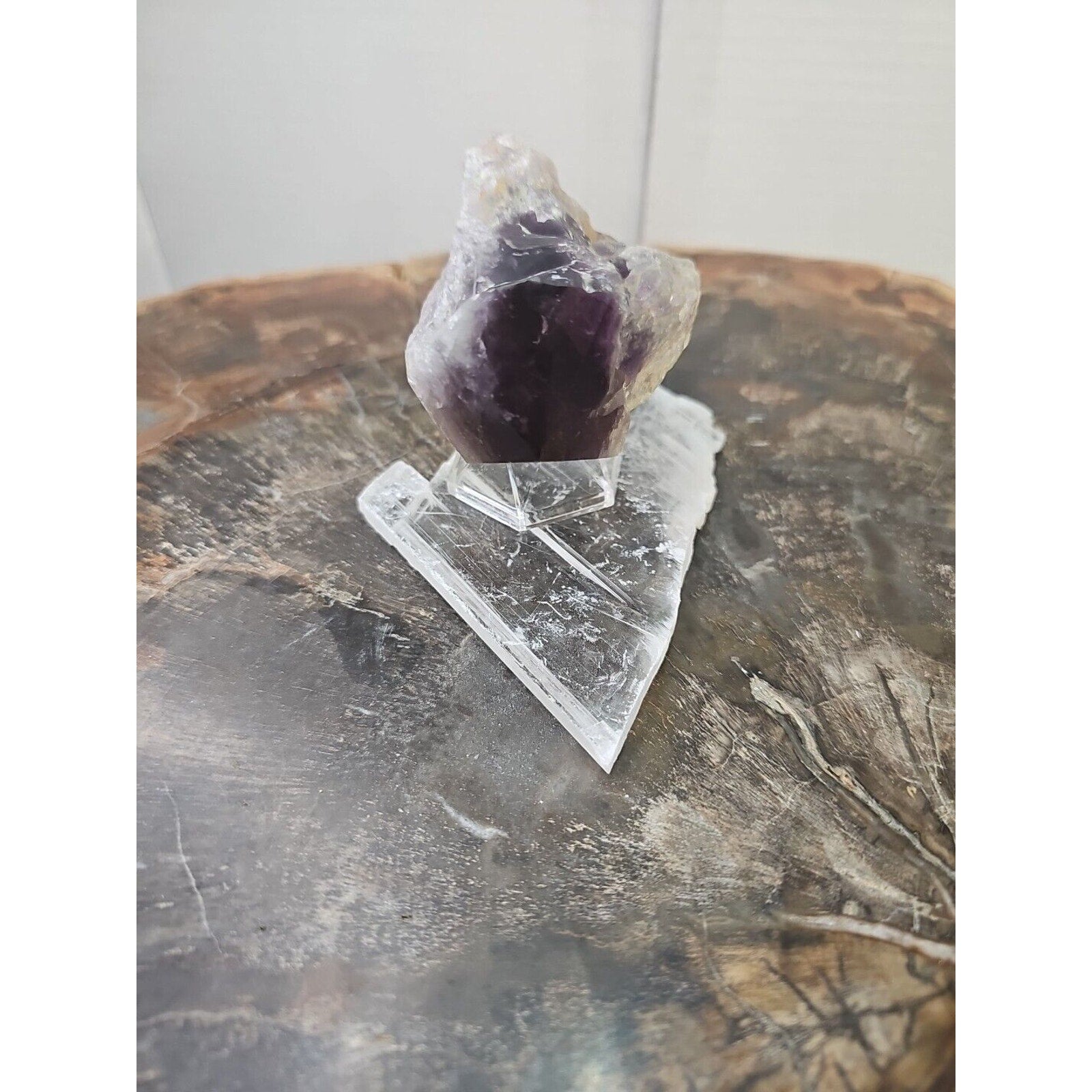 Amethyst Crystal Point with Selenite Base — 209g, Brazil | CrystalCloud Company by CrystalCloud Company