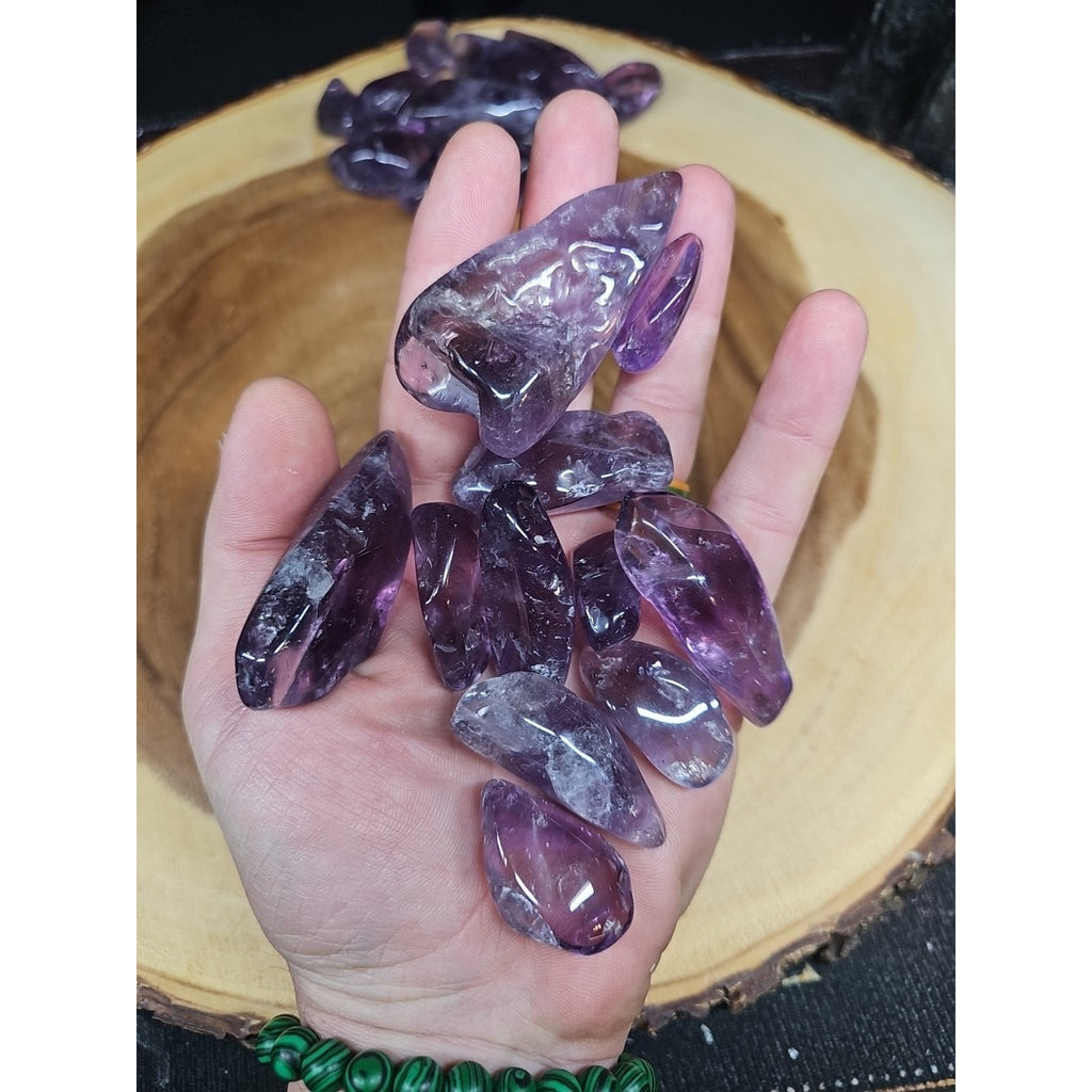 11Pcs Raw Natural Purple Amethyst Quartz Crystal Tumbled Healing Brazil .44lbs by CrystalCloud Company