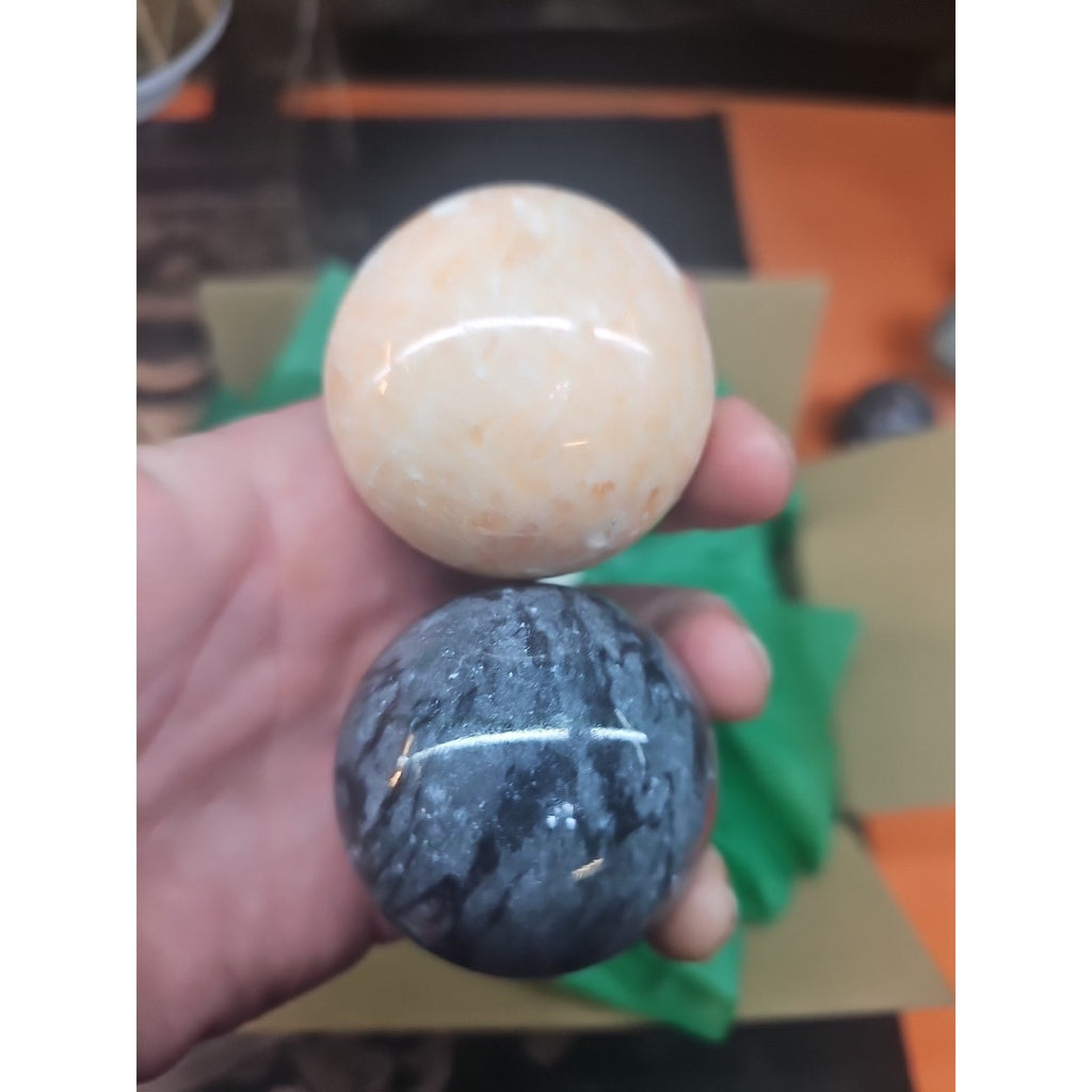Ocean Jasper Spheres Set Of 3 Random Selection W/stands by CrystalCloud Company