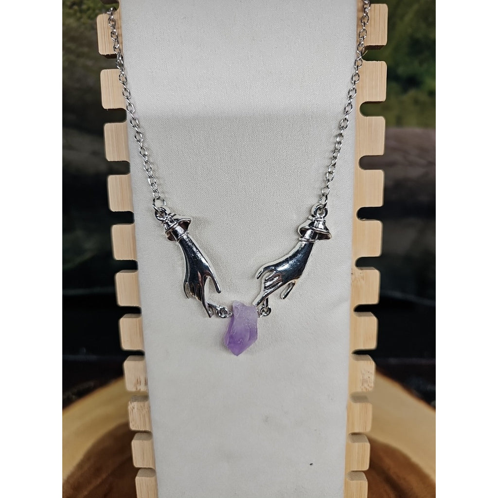 Amethyst Crystal Necklace 16in Stainless Steel by CrystalCloud Company