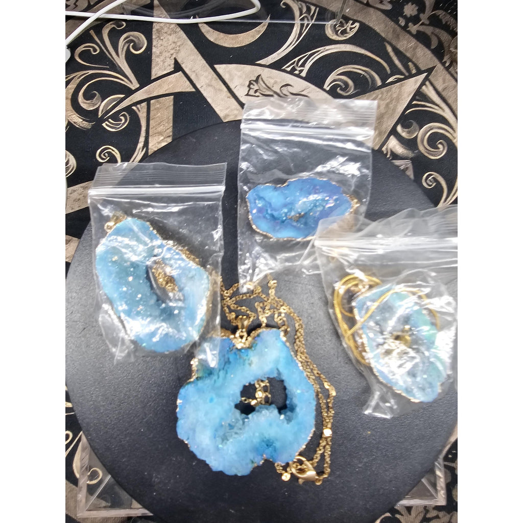 Blue Agate Necklace with 16in Chain by CrystalCloud Company