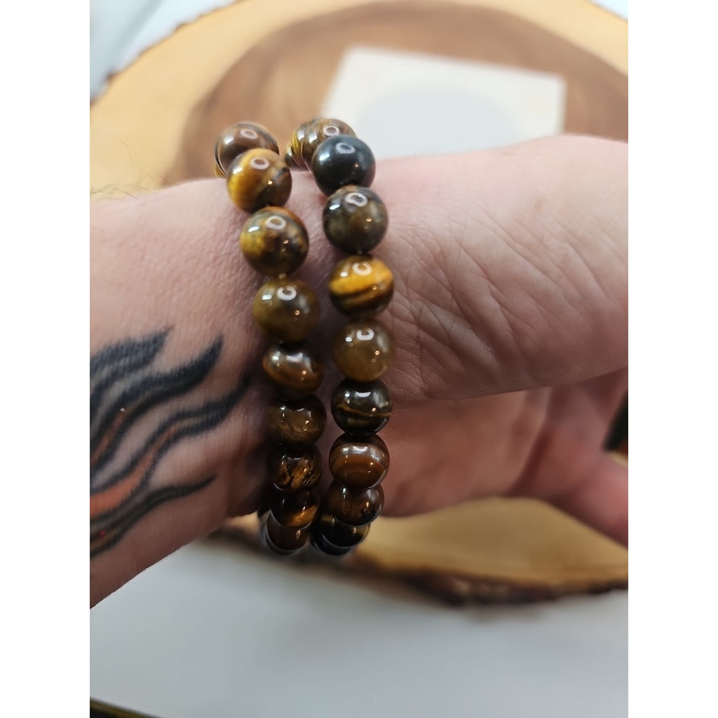 1 Handmade 8mm Mixed Natural Gemstone Tigers Eye Stretchy Bracelet Reiki Chakra by CrystalCloud Company