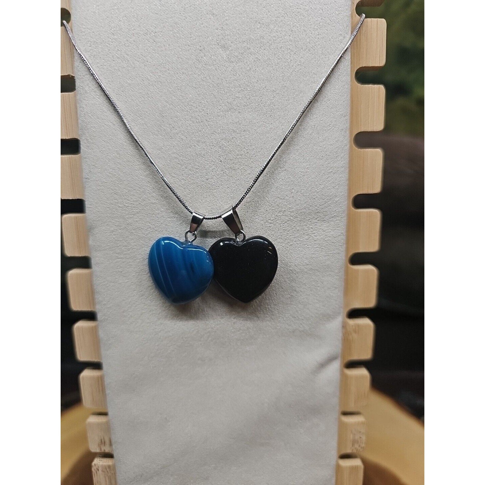 Pendant Necklace 16in Silver Chain Agate Heart by CrystalCloud Company