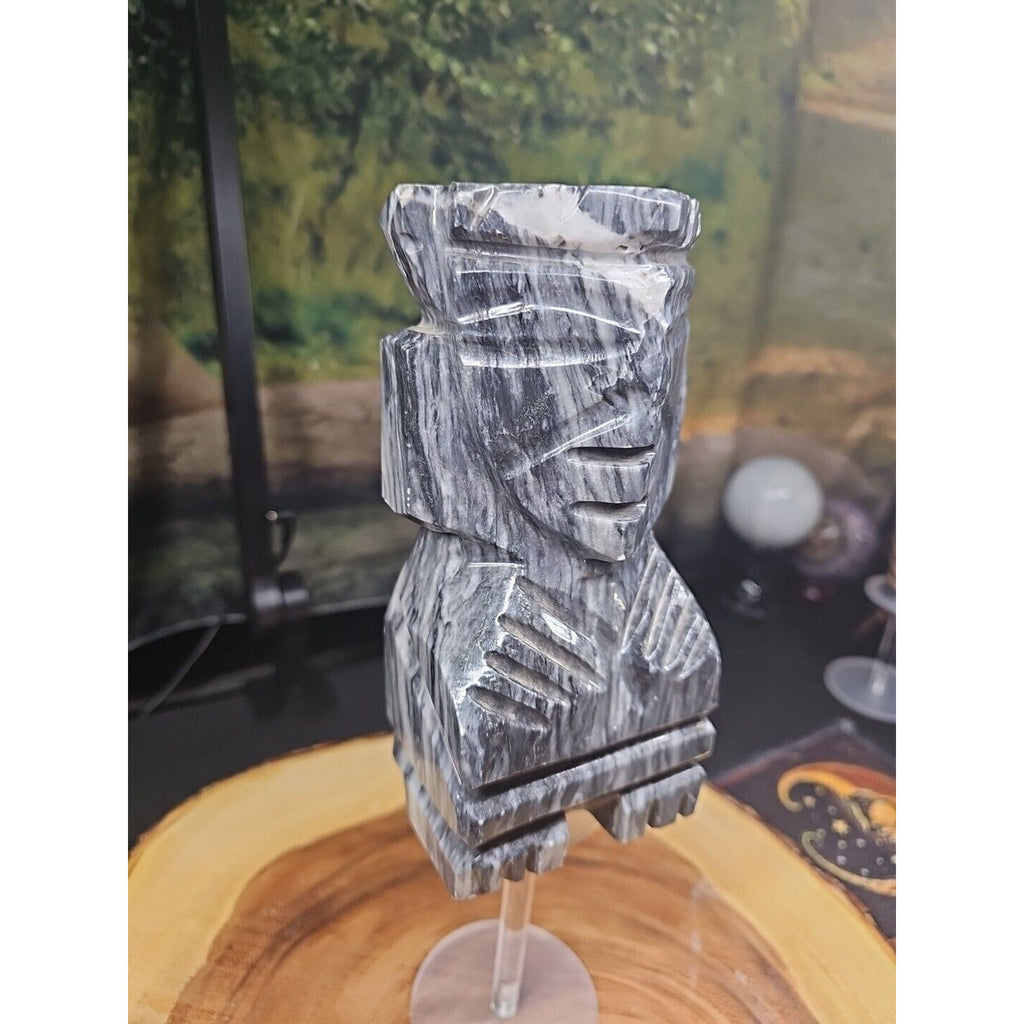 Carved Onyx Aztec Mayan Tiki Sculpture — 4 lbs, 7 inches, Mexican Onyx | CrystalCloud Company by CrystalCloud Company