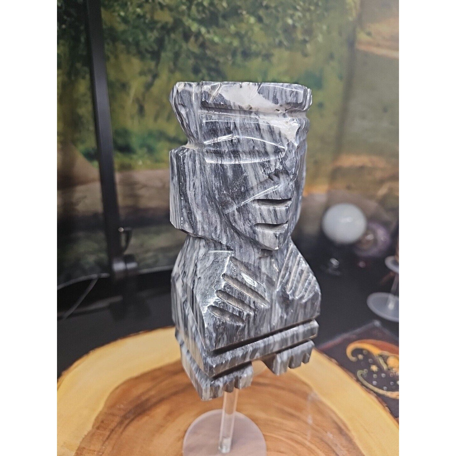 Carved Onyx Aztec Mayan Tiki Sculpture — 4 lbs, 7 inches, Mexican Onyx | CrystalCloud Company by CrystalCloud Company