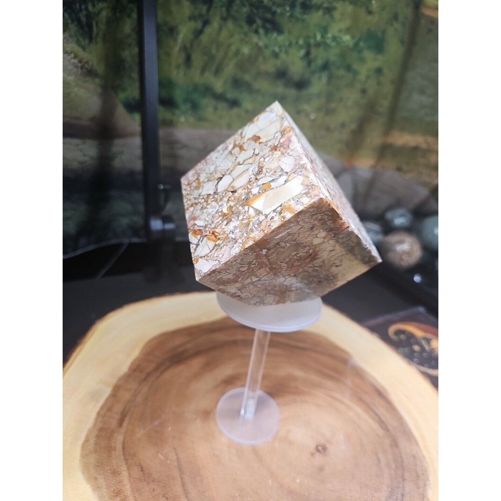 2.83LB 1Pcs Natural Ocean Jasper Onyx Quartz Crystal Geode Square Heptahedron by CrystalCloud Company