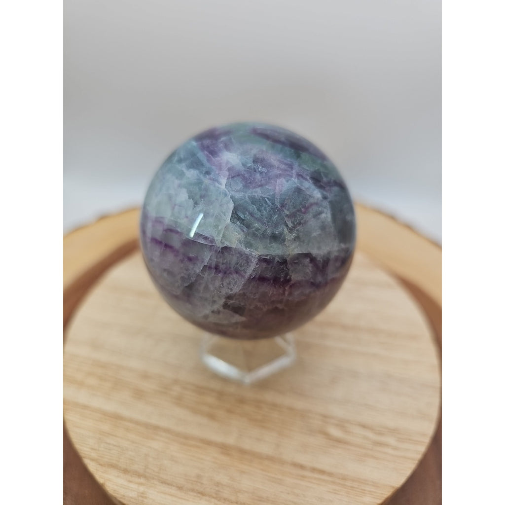 1.09lb Natural Rainbow Fluorite Quartz Crystal Sphere Ball Polished by CrystalCloud Company