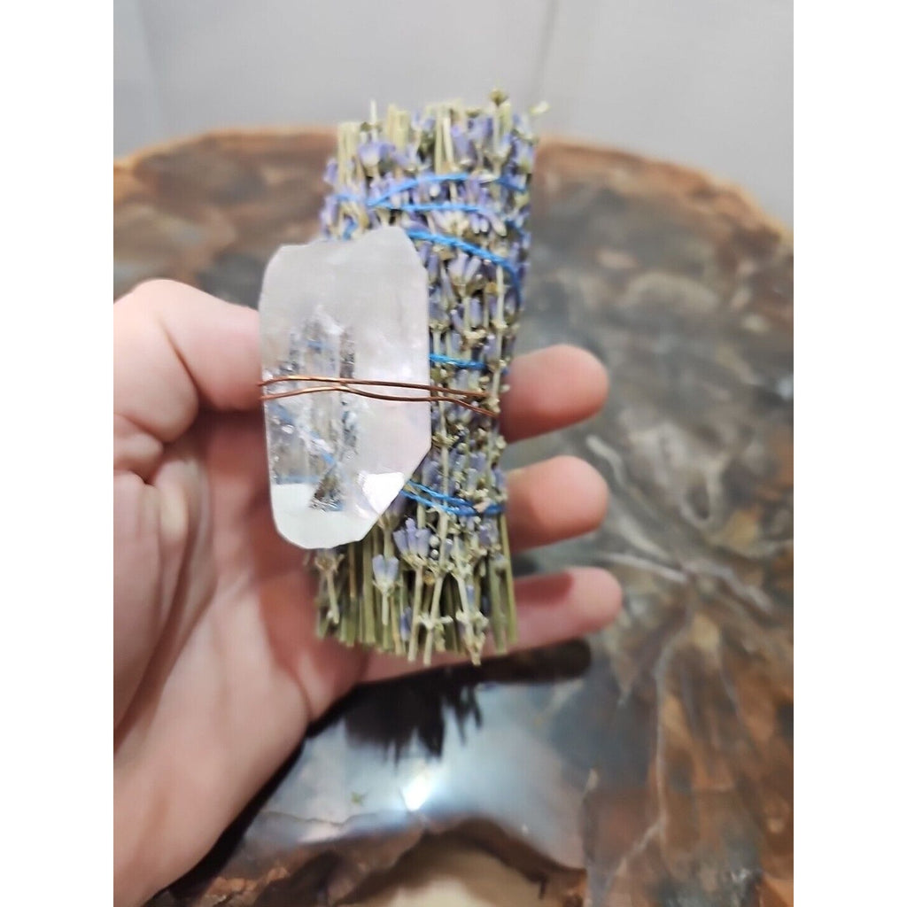 Lavender wrapped crystal W/ Huge White Quartz Healing by CrystalCloud Company